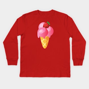 Ice Cream Cone with Strawberry Kids Long Sleeve T-Shirt